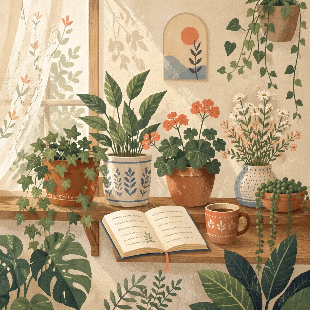 Peaceful Indoor Plant Shelf Prayer Corner