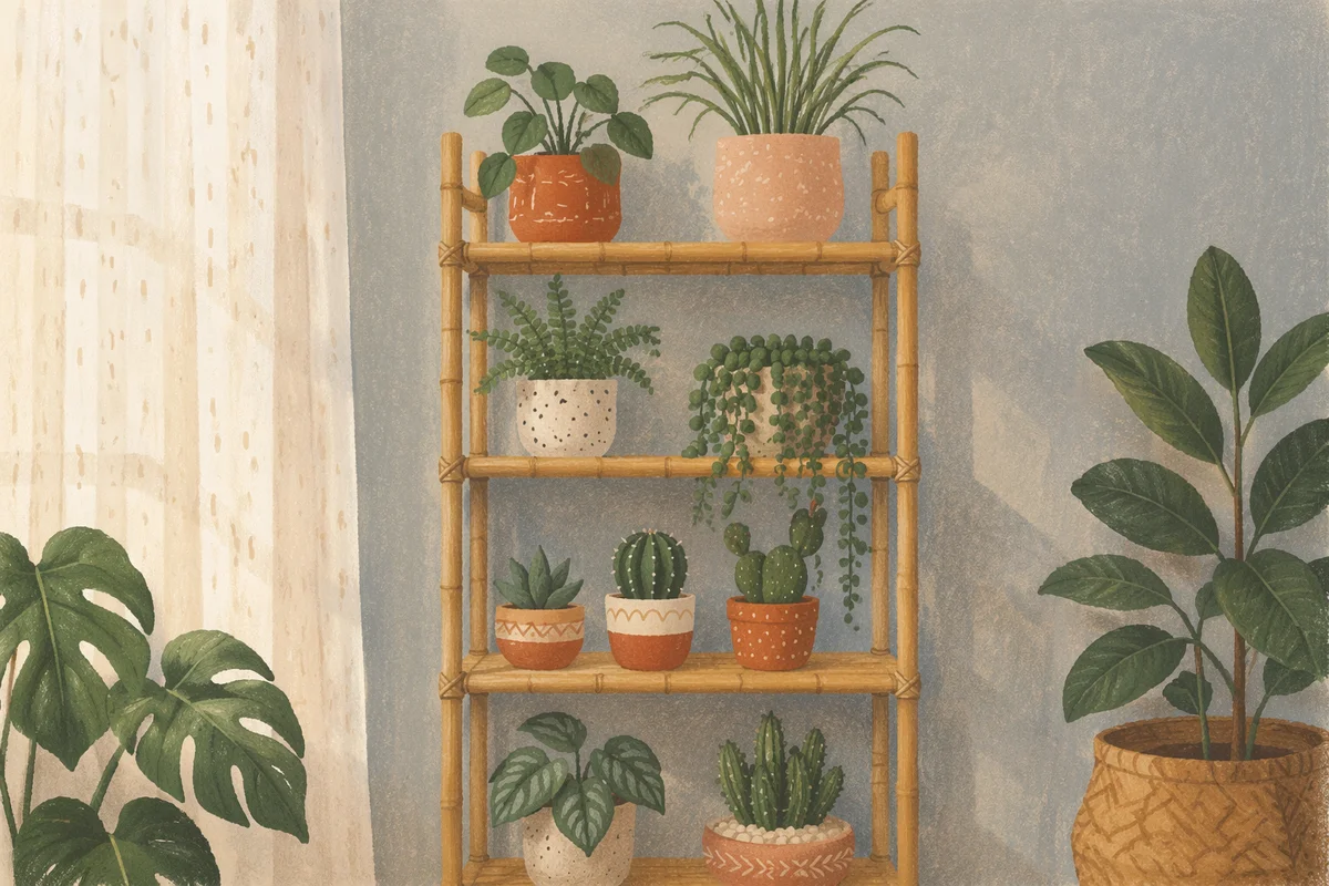 Indoor Plant Shelf with Soft Natural Light