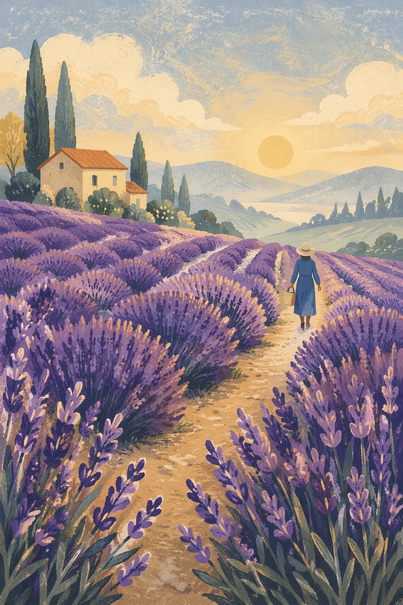 Golden Morning Lavender Field Path