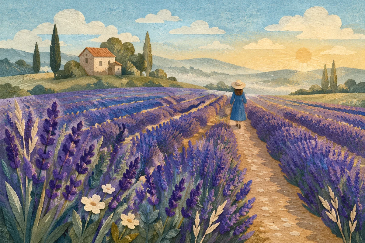 Golden Morning Lavender Field Path