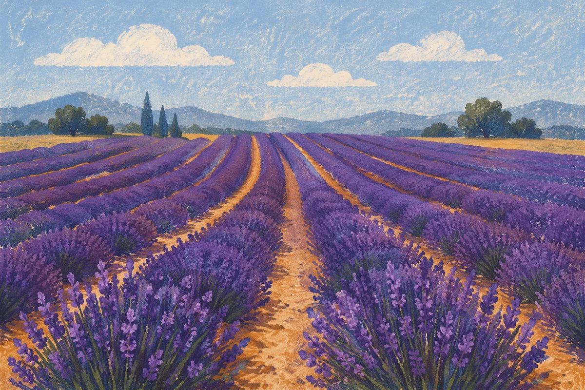 Blooming Lavender Field Under Summer Sky