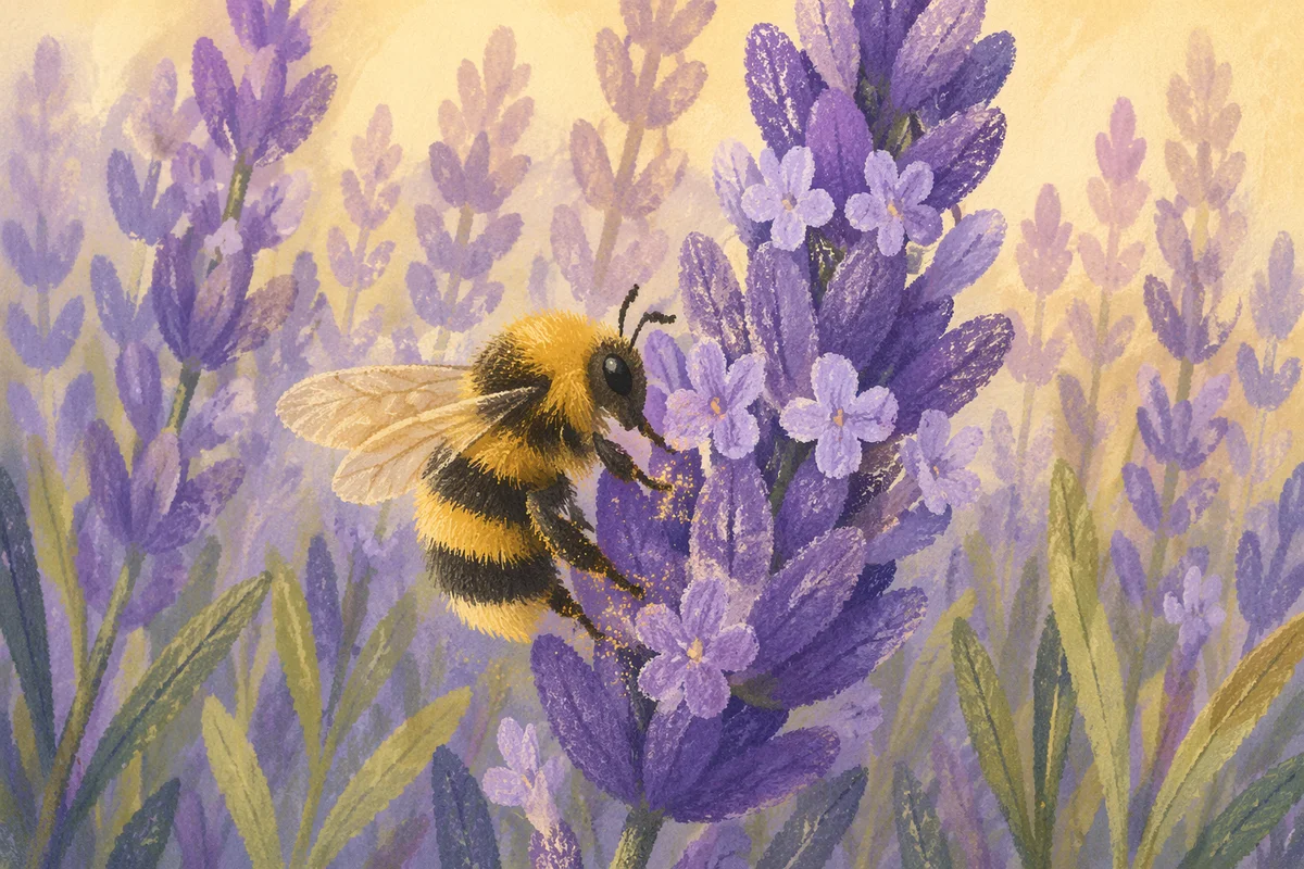 Bumblebee on Lavender in Golden Light