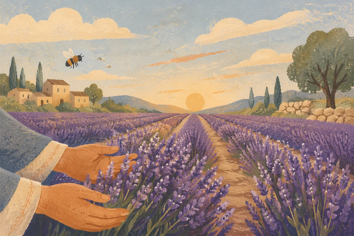 Prayerful Hands in Dawn Lavender Field