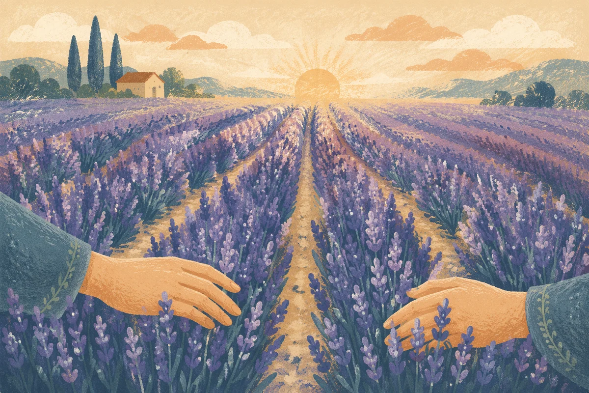 Dawn Gratitude in Lavender Field