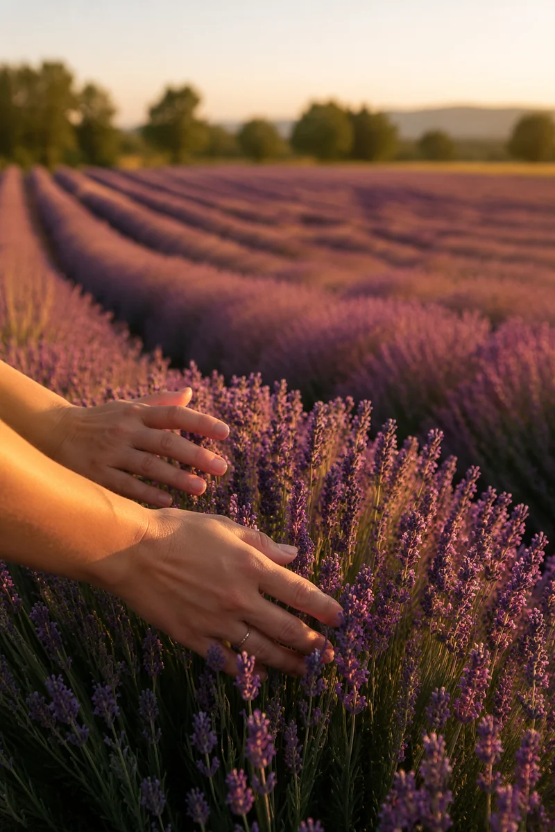 Golden Hour Lavender Field With Gentle Touch