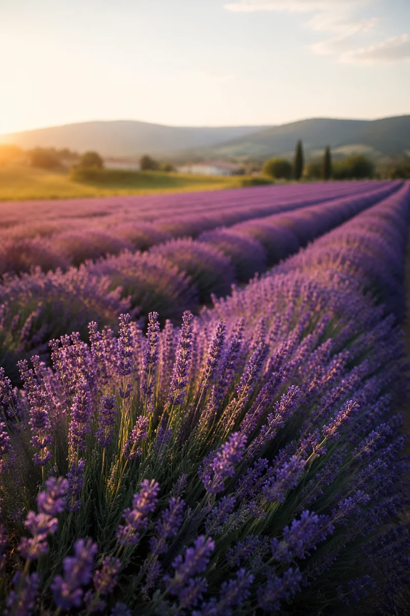 Golden Hour Lavender Field in Bloom