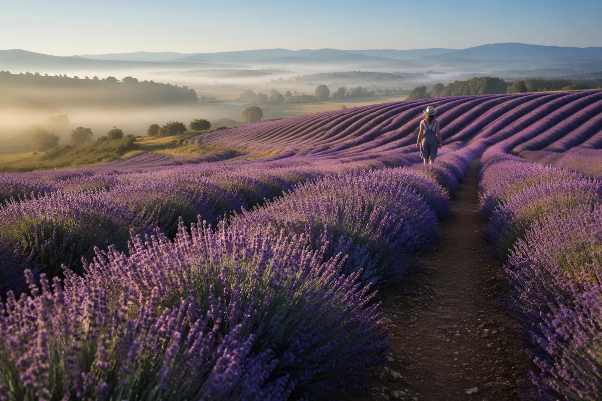 Golden Morning Lavender Field Path