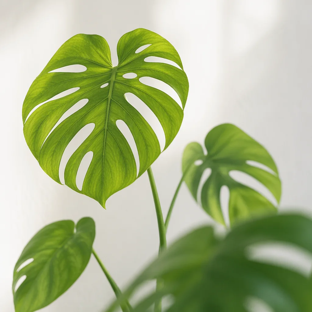 Fresh Green Monstera Leaves on White