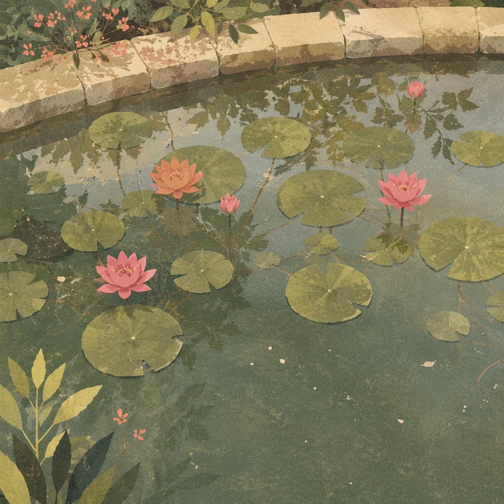 Serene Lotus Pond with Magenta Blossoms