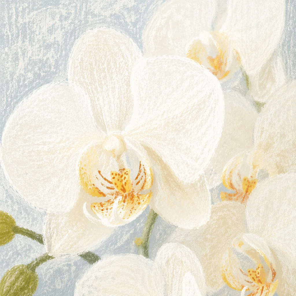 Elegant White Orchid Macro Floral Closeup