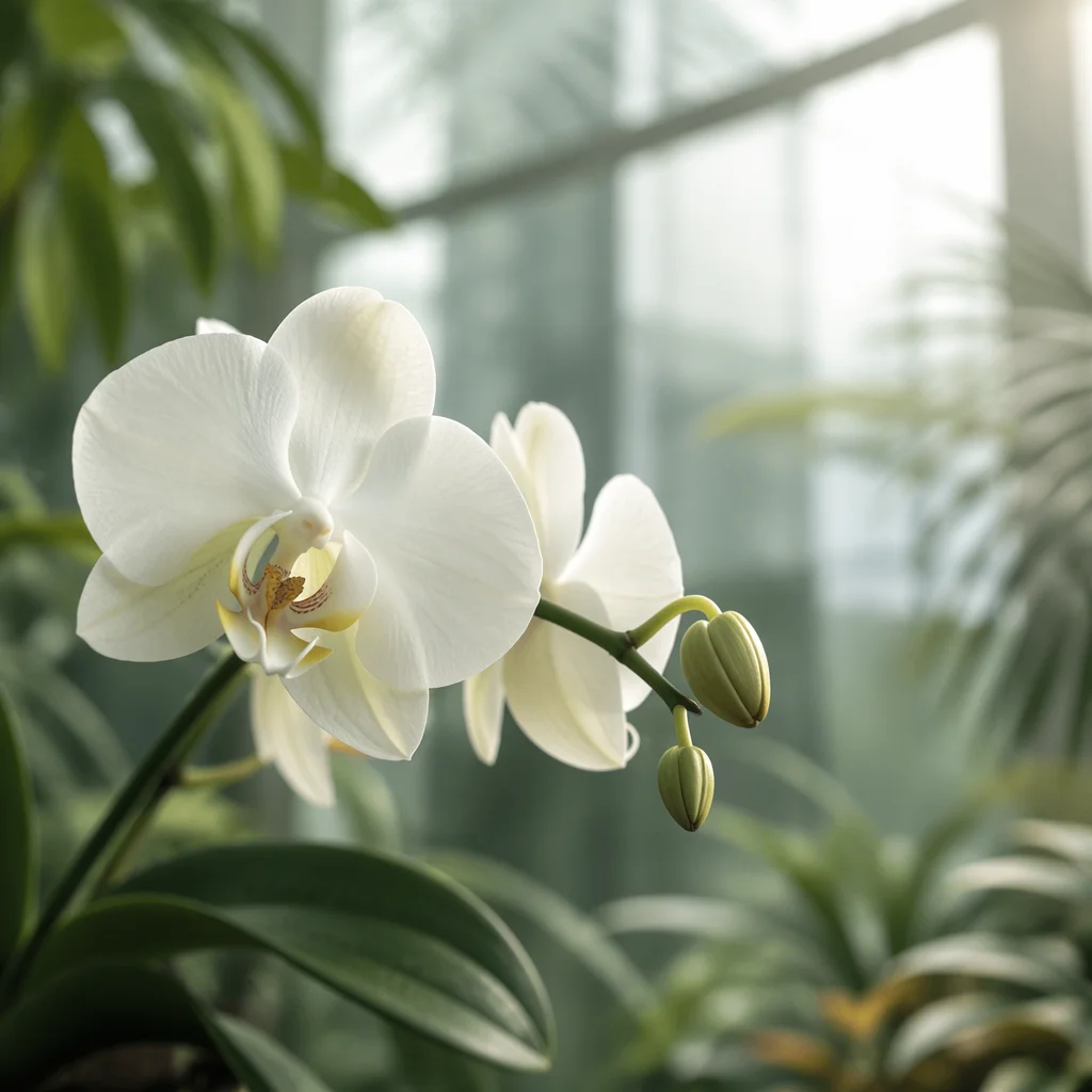 Elegant White Orchid in Soft Morning Light
