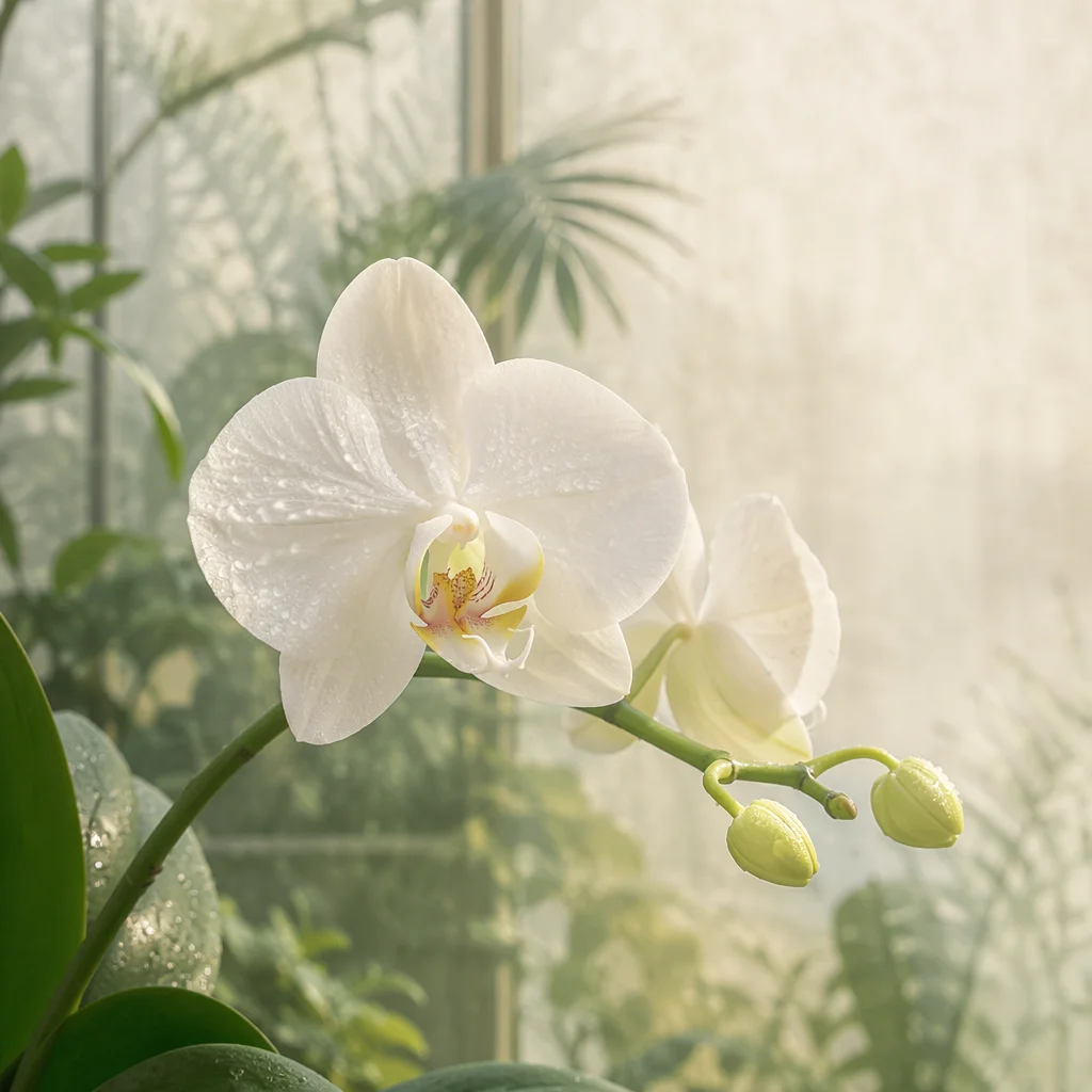 Elegant White Orchid in Morning Light