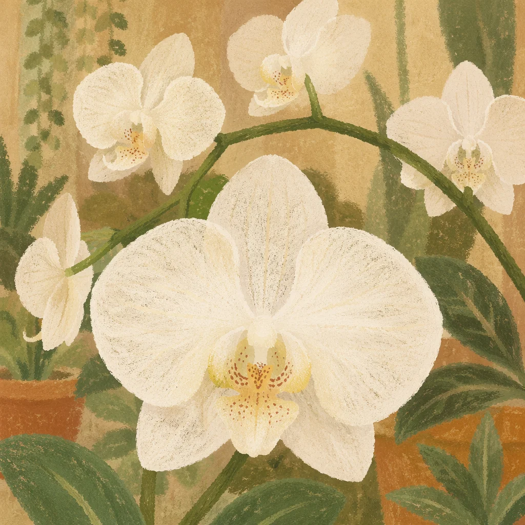 Elegant White Orchid Blossom Close-Up