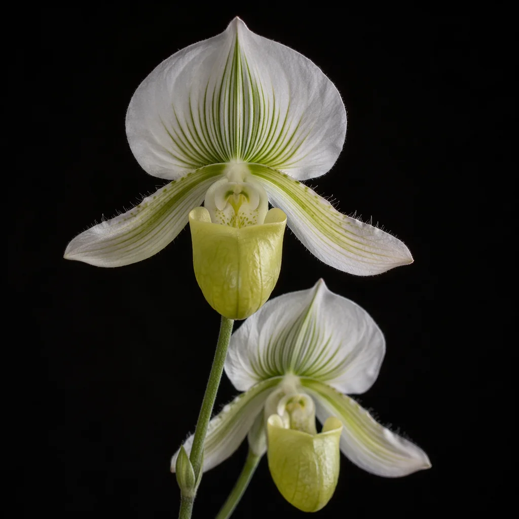 Elegant White Orchids on Black Background