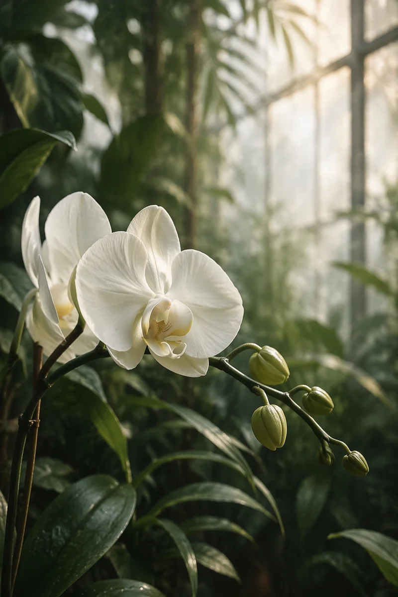 Elegant White Orchid in Morning Light