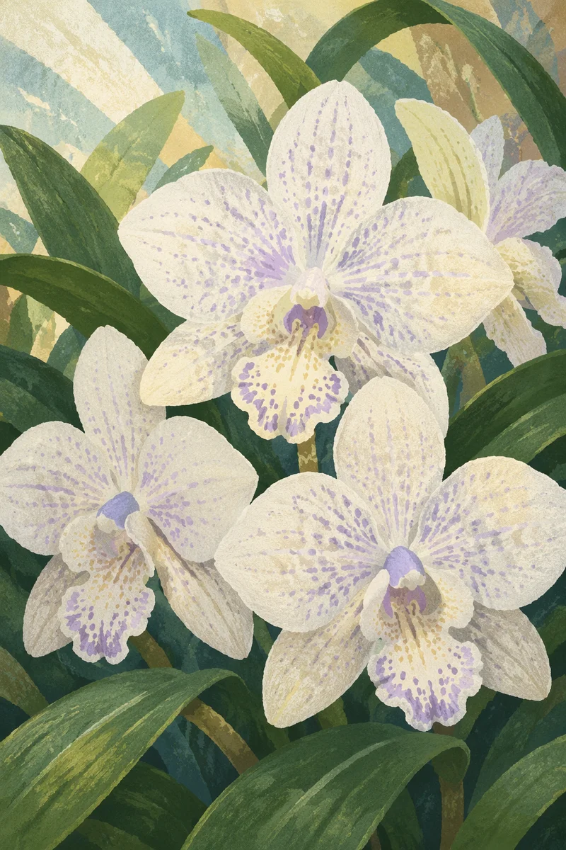Elegant White Orchids in Soft Conservatory Light