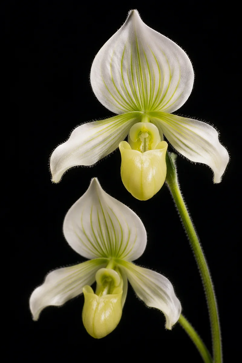 Elegant White Orchids on Black Background