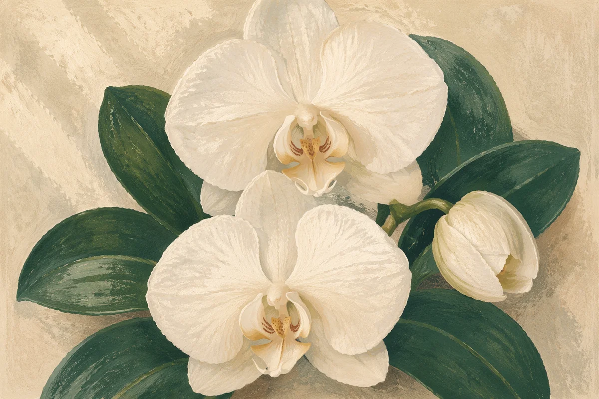 Elegant White Orchid Botanical Portrait