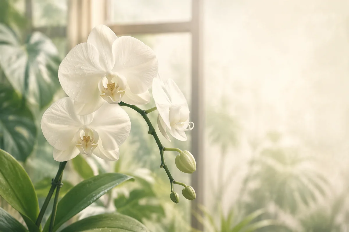 Elegant White Orchid in Morning Light
