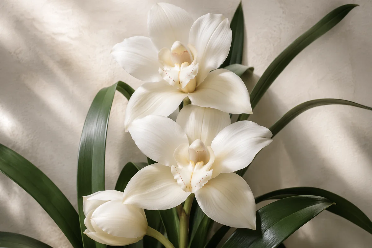 Elegant White Orchid Botanical Portrait
