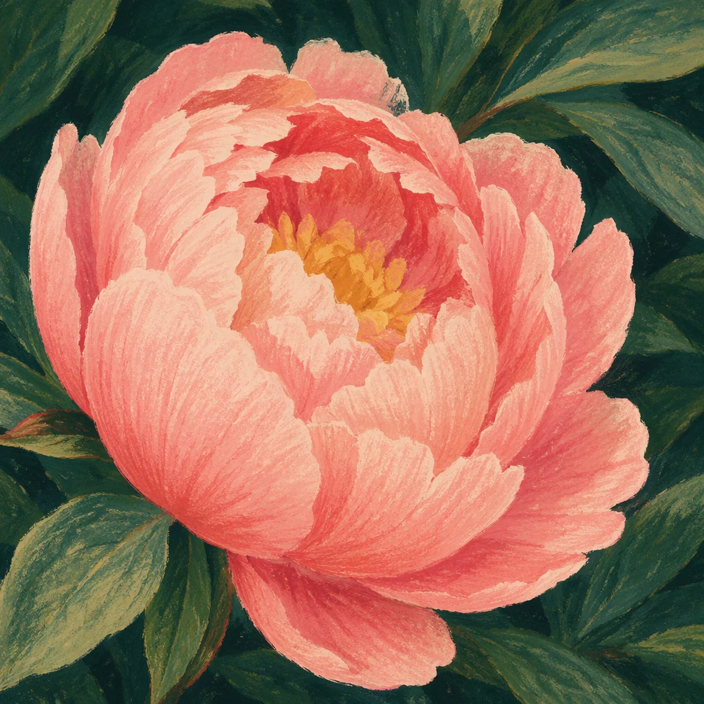 Soft Pink Peony Bloom in Garden