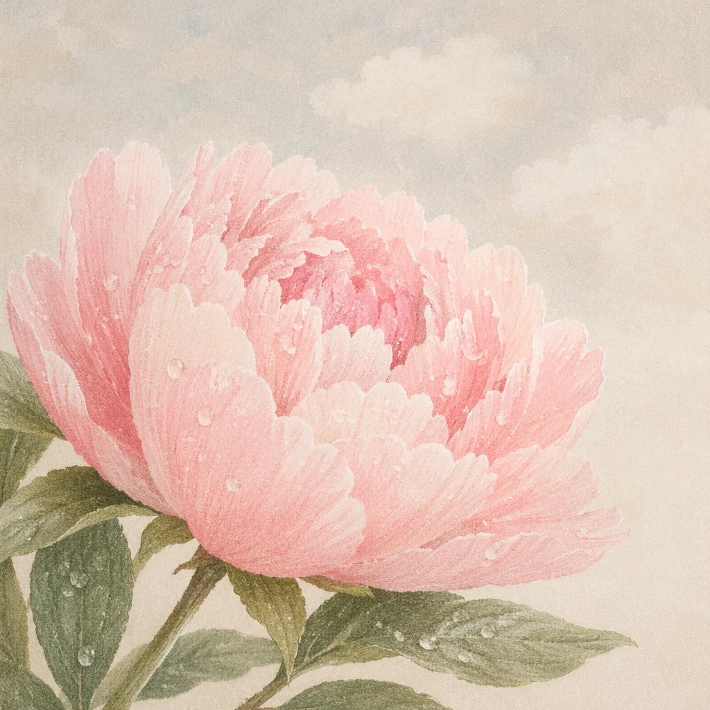 Soft Pink Peony After Spring Rain