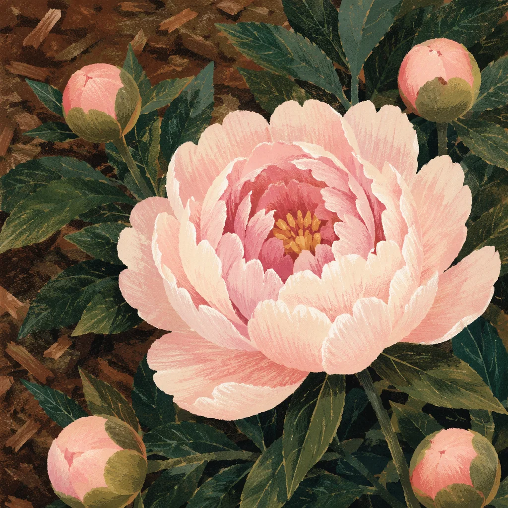 Soft Pink Peony Bloom in Sunlight