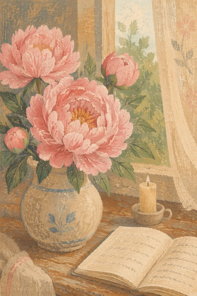 Soft Pink Peonies in Morning Light