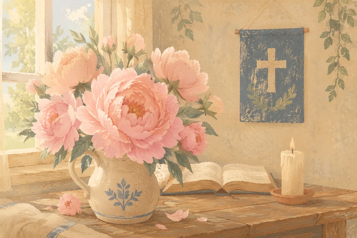Soft Pink Peonies in Prayer Room
