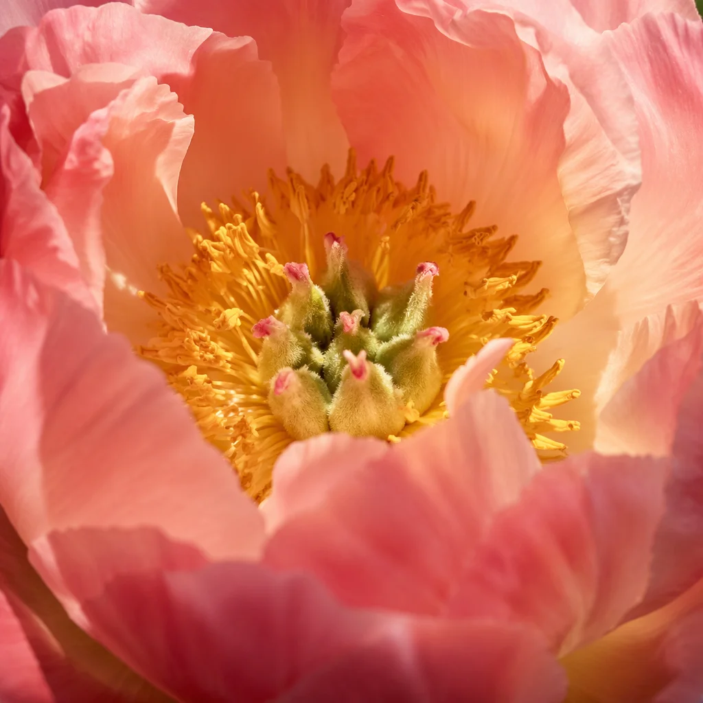 Soft Pink Peony Macro Bloom