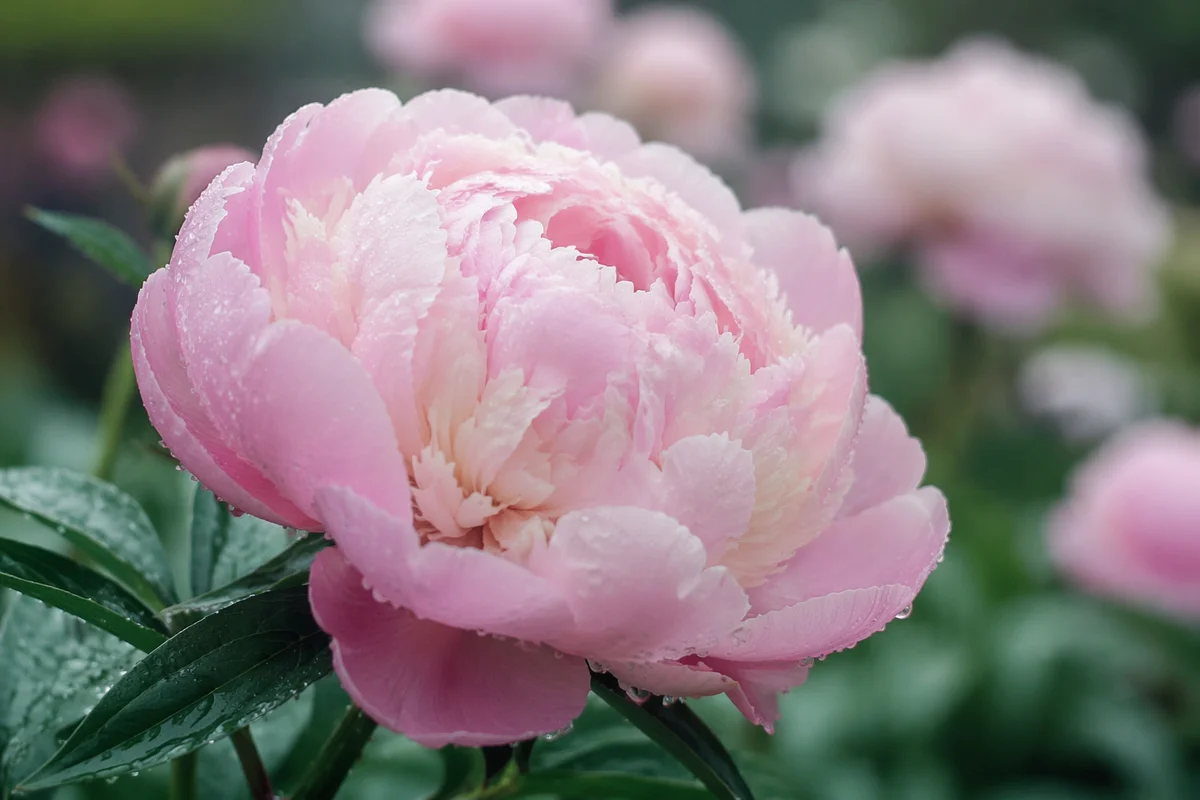 Lush Pink Peony After Spring Rain