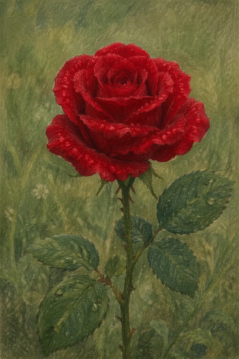 Single Red Rose Close Up
