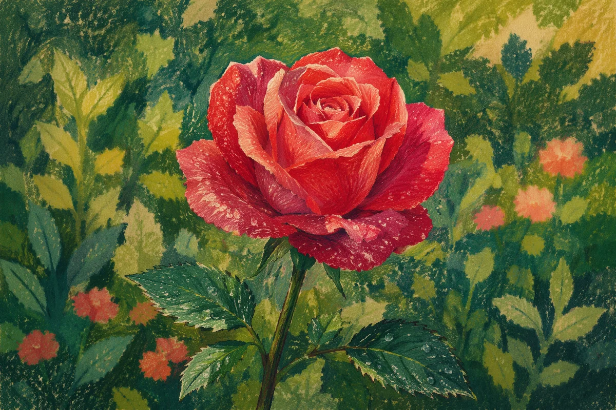 Single Red Rose Garden Close Up