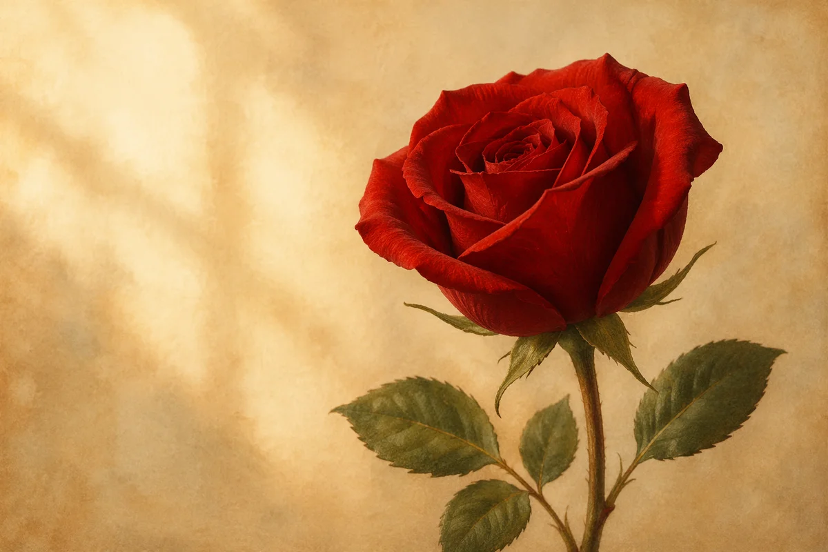 Single Red Rose in Reverent Light