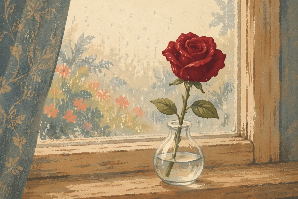 Single Red Rose in Glass Vase