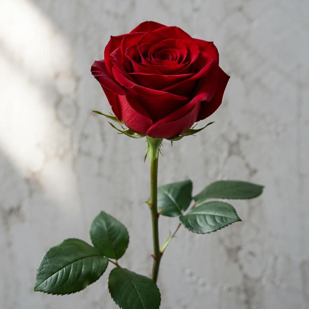 Single Red Rose Close-Up Portrait