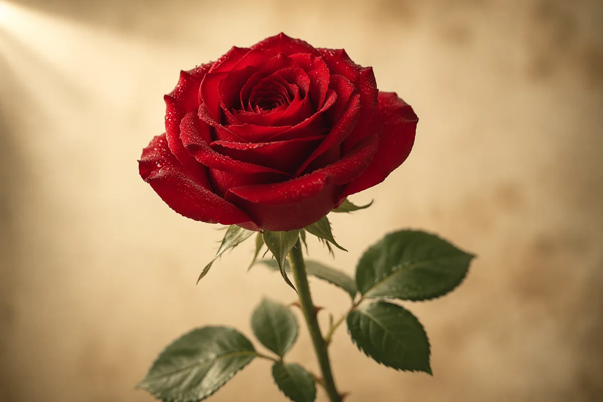 Single Red Rose in Window Light