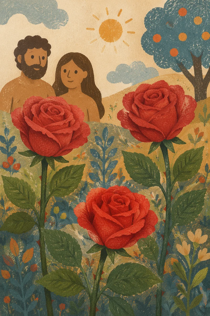 Fresh Red Roses in Spring Garden Light