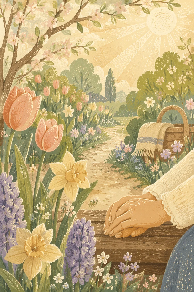 Spring Garden Gratitude Among Fresh Blooms