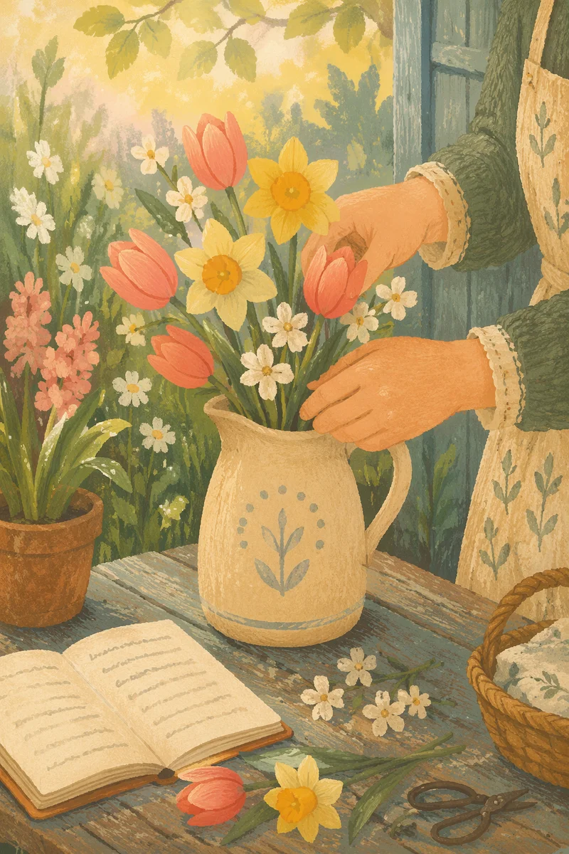 Spring Garden Flowers with Morning Gratitude
