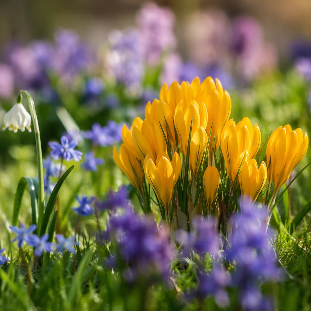 Golden Crocus Spring Garden Bloom