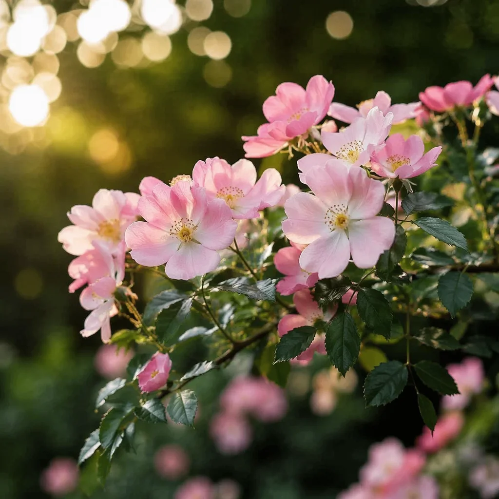 Fresh Spring Garden Blossoms in Warm Light