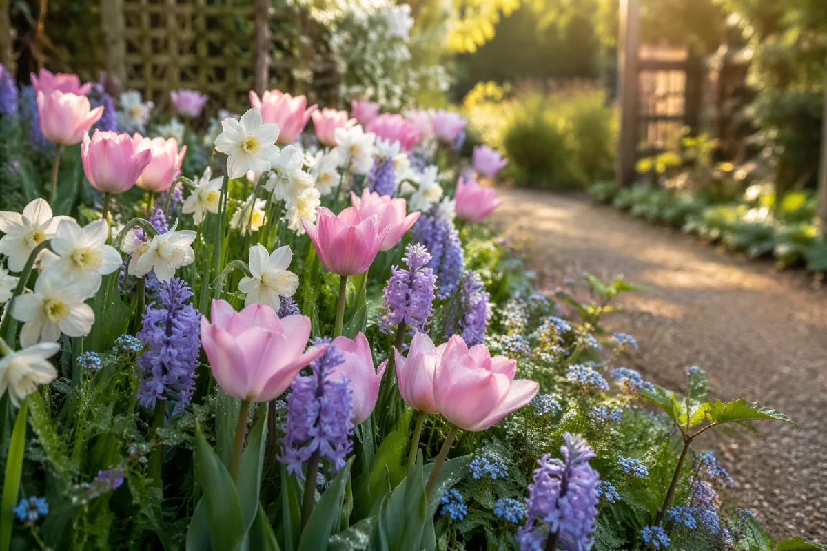 Spring Garden Blooms After Morning Rain