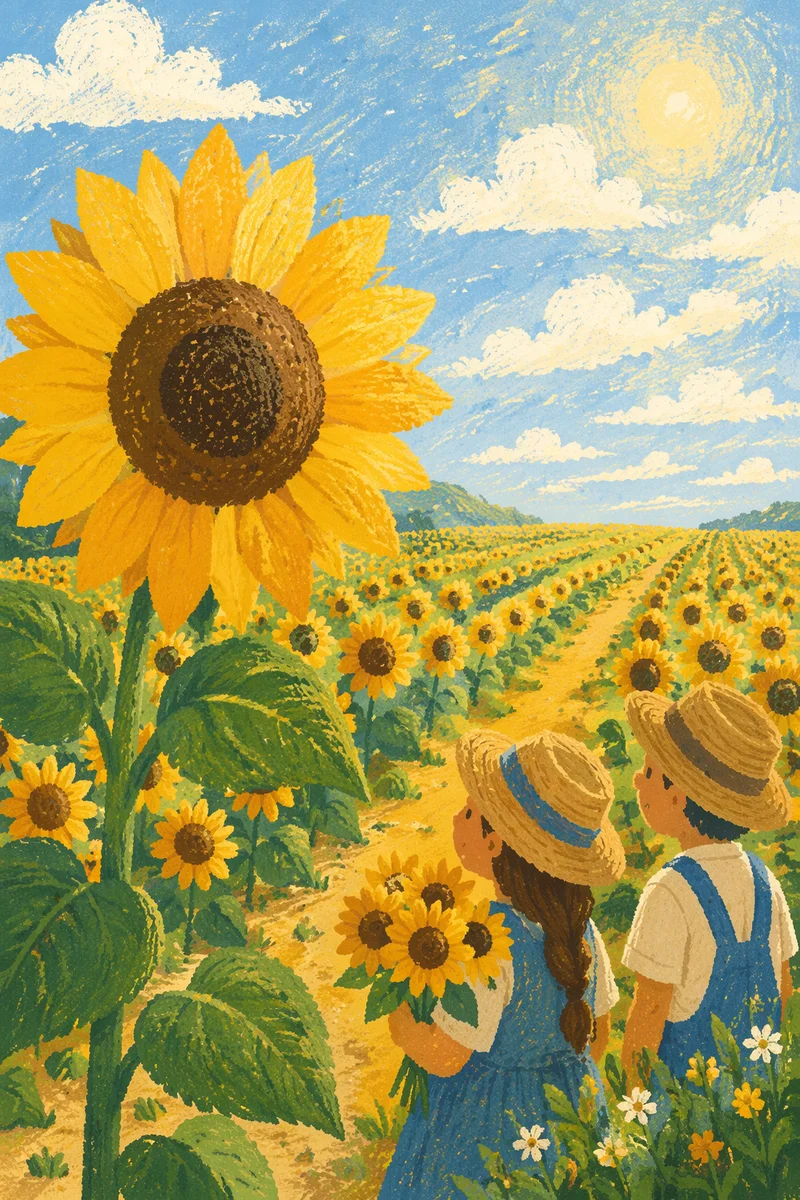 Sunlit Summer Sunflower Field