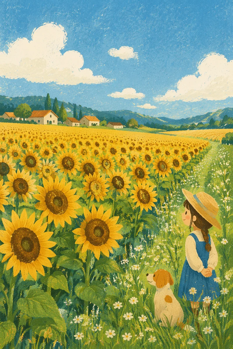 Sunny Summer Sunflower Field Countryside