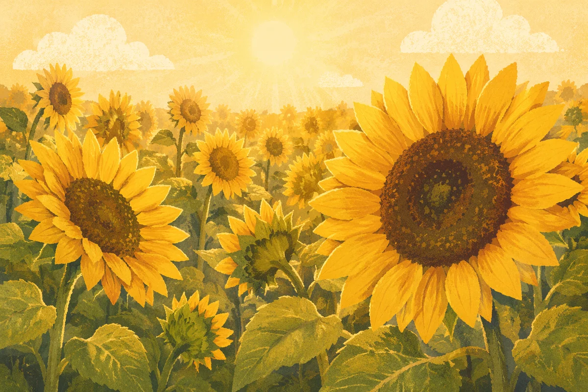 Golden Hour Sunflower Field in Summer