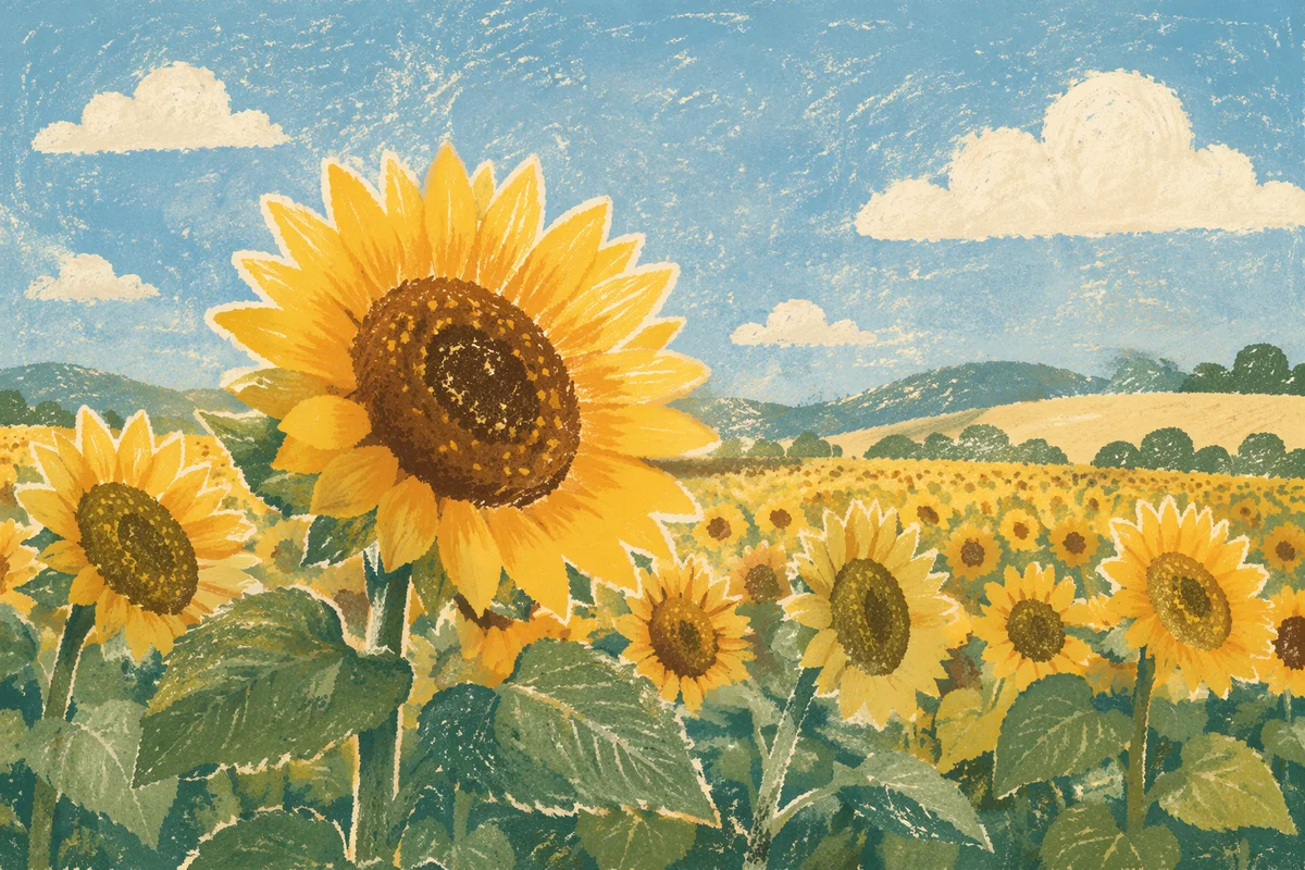 Radiant Summer Sunflower Field Under Blue Sky