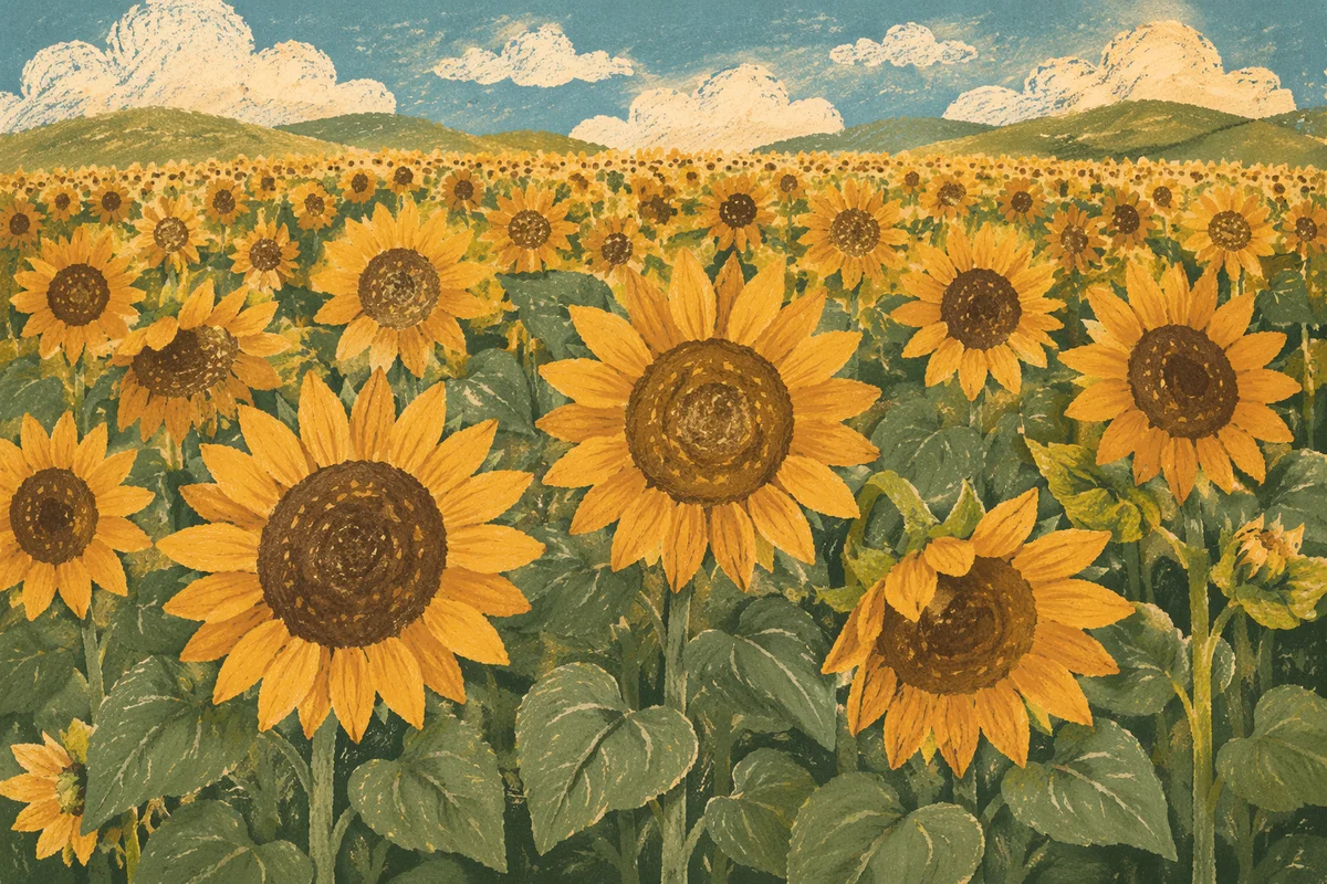 Bright Summer Sunflower Field Panorama