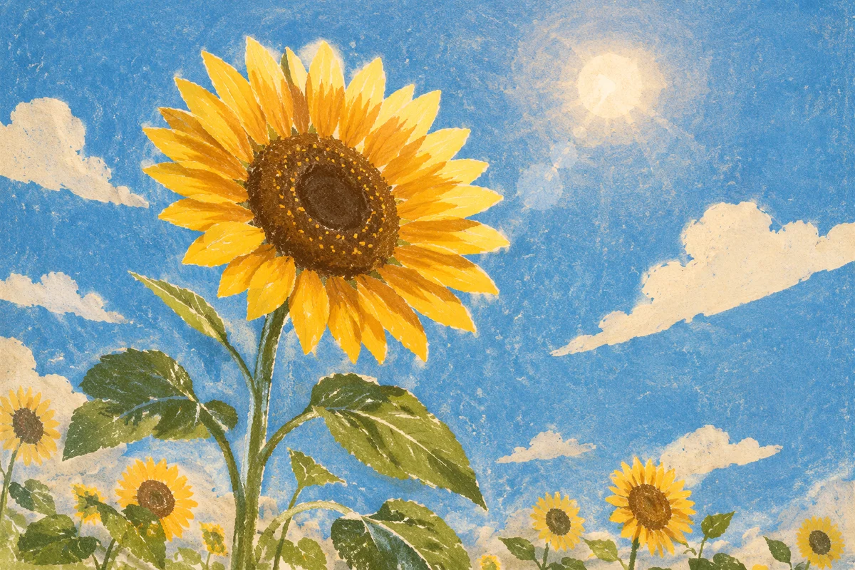 Sunlit Summer Sunflower Field Under Azure Sky