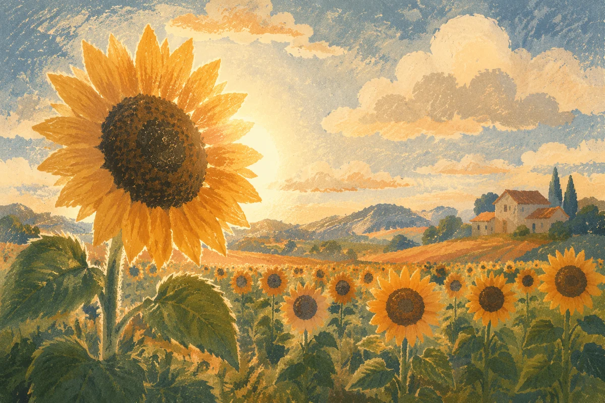 Golden Hour Sunflower Field in Summer